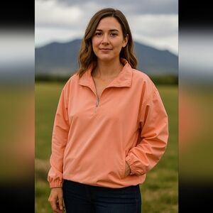 IZOD Activewear Quarter-Zip Pullover - Peach, Size M
